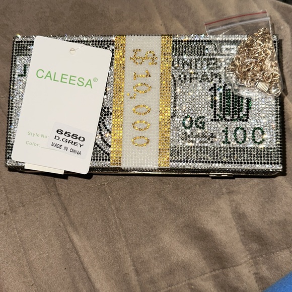 RHINESTONE clutch $10,000 in silver - Picture 2 of 3